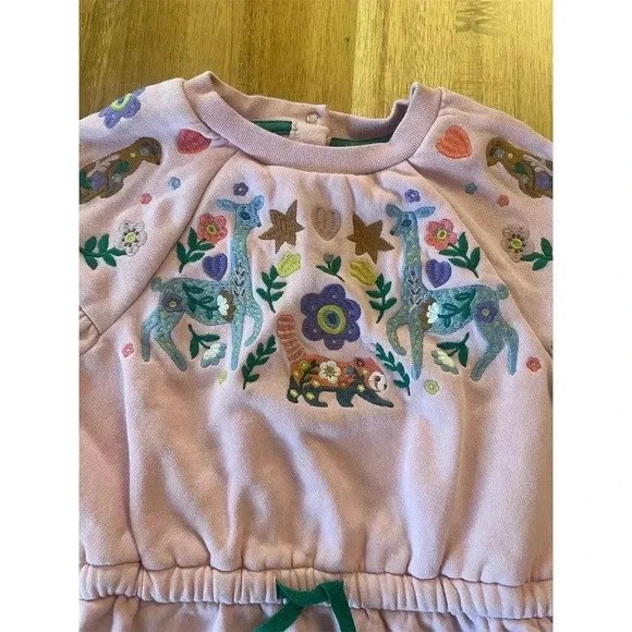 Boden Pink Embroidered Sweatshirt Dress Knee Length Casual - Picture 2 of 7